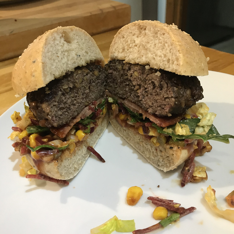 Beef Burger and Sesame Rolls
